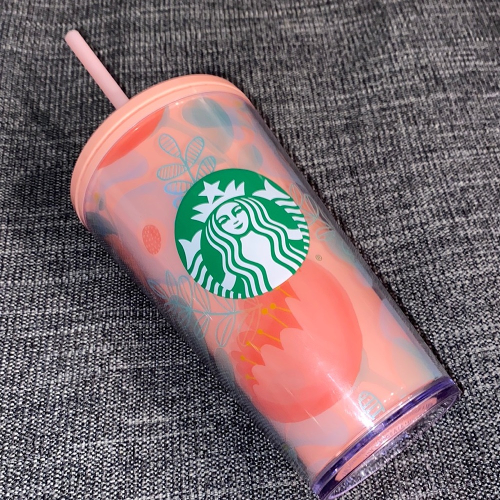 Pink floral Starbucks tumbler